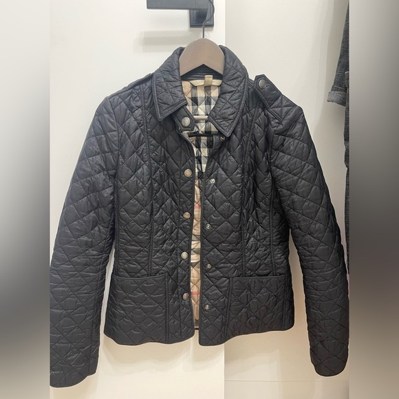 Burberry Jackets & Blazers - Burberry Black Quilted Snap-Front Puffer Jacket